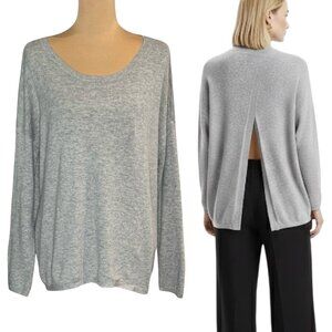 Joie Wool Cashmere Blend Sweater Sz L Heather Gray Split Back Contemporary